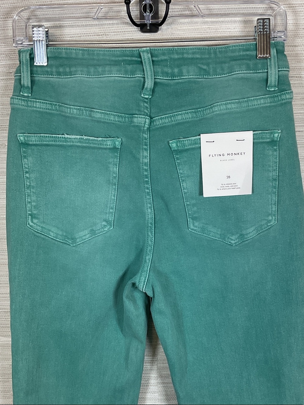 Flying Monkey High Rise Slim Straight Jeans Latino Bay Teal Green NWT 28 - Picture 8 of 10